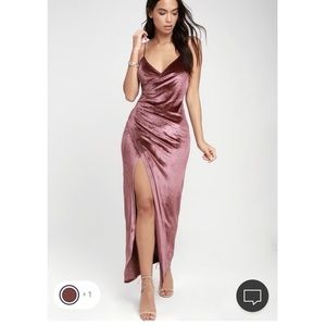 LuLus Mauve Velvet Maxi Dress